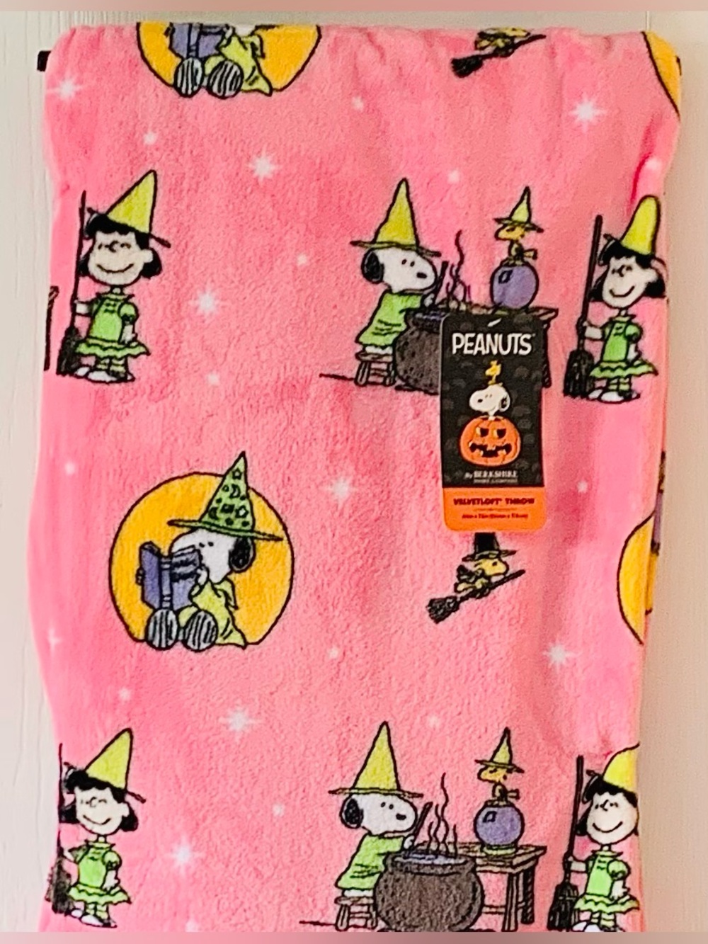Peanuts Snoopy Halloween Wizard and Witches Pink Throw Blanket - Picture 3 of 5